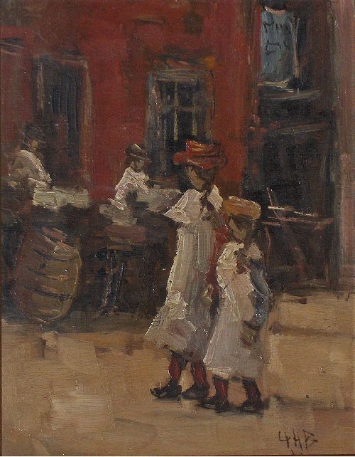 Girls strolling on the street by George Hendrik Breitner, hand-painted oil reproduction