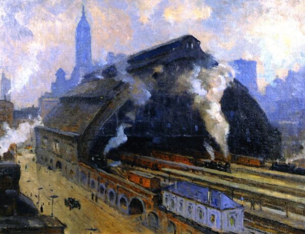 Glass Train Shed Broad Street Station Philadelphia by Colin Campbell Cooper, hand-painted oil painting reproduction