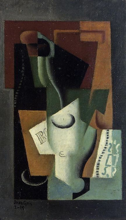 Glass and Bottle by Juan Gris, hand-painted oil reproduction