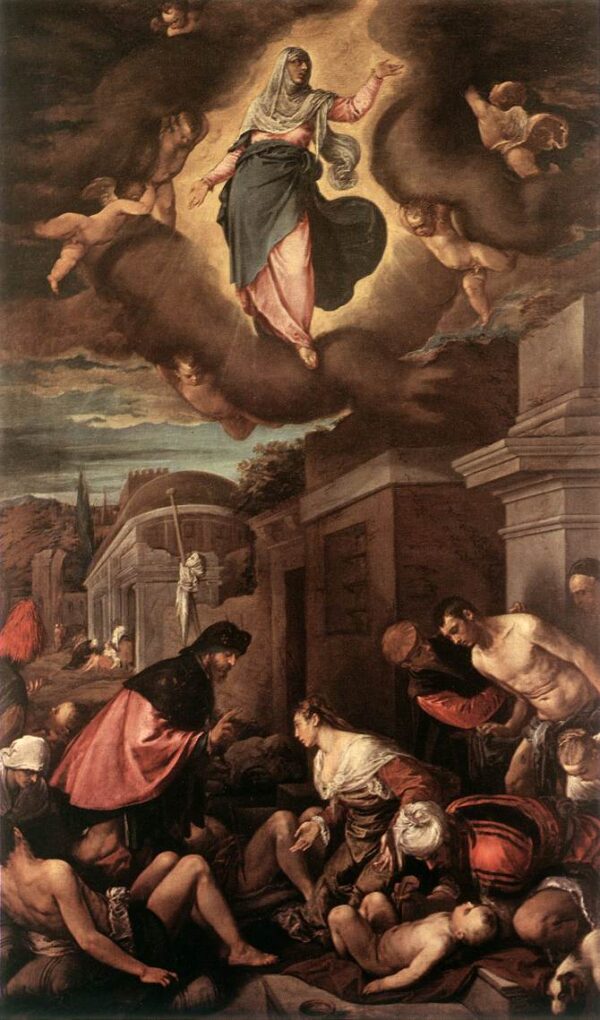 Saint Roche Among the Plague Victims and the Madonna in Glory by Jacopo Bassano, hand-painted oil painting reproduction