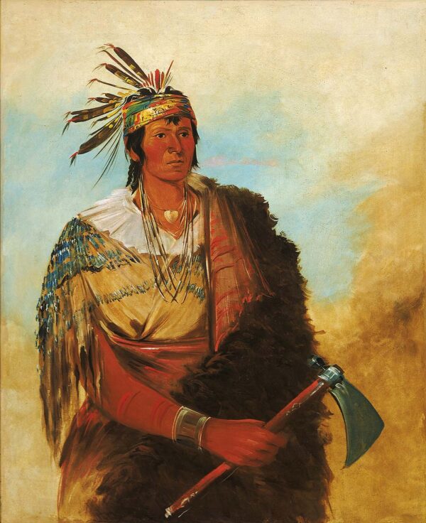 Go to kow pah ah, Stands by Himself, a Distinguished Brave by George Catlin, hand-painted oil painting reproduction