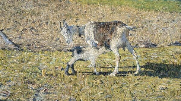 Goat with Offspring by Giovanni Segantini, hand-painted oil painting reproduction