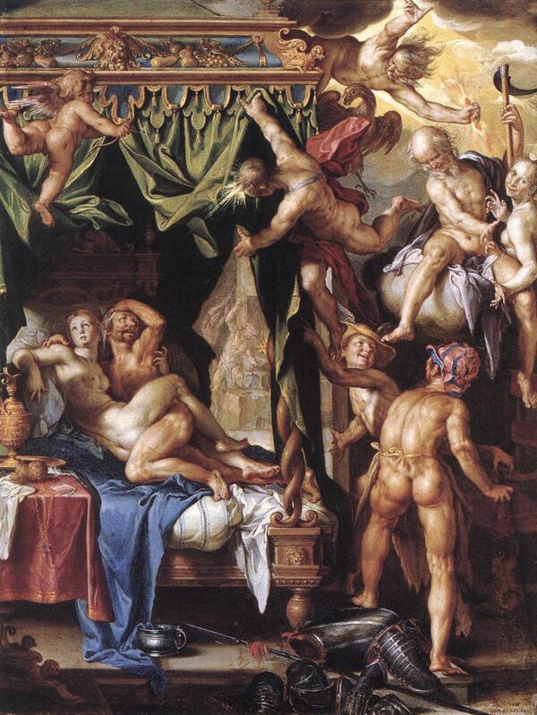 Mars and Venus Discovered by the Gods by Joachim Wtewael, hand-painted oil painting reproduction