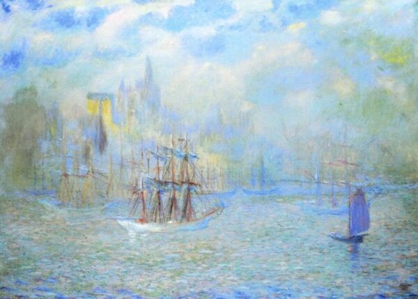 Goelettes in the Port of New York by Theodore Earl Butler, hand-painted oil painting reproduction