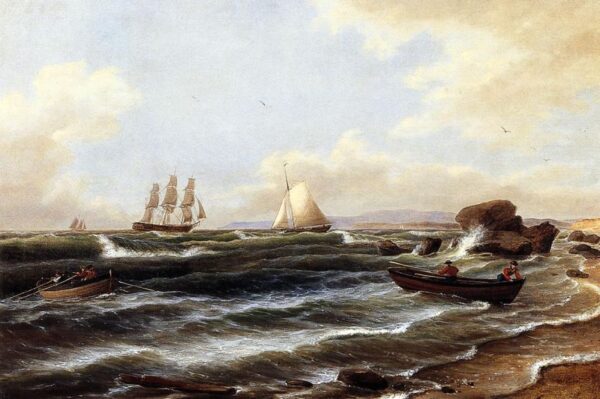 Going Ashore by Thomas Birch, hand-painted oil painting reproduction