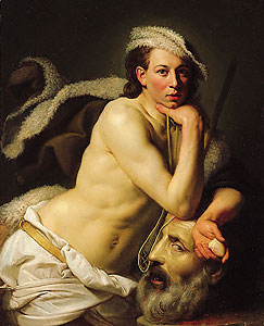 Self-Portrait as David with the Head of Goliath by Johann Zoffany, hand-painted oil painting reproduction