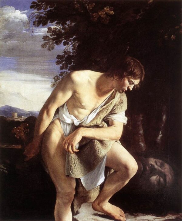 David Contemplating the Head of Goliath by Orazio Gentileschi, hand-painted oil painting reproduction