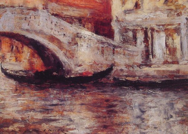 Gondolas Along Venetian Canal by William Merritt Chase, hand-painted oil painting reproduction