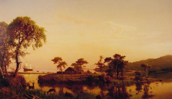 Gosnold at Cuttyhunk 1602 by Albert Bierstadt, hand-painted oil reproduction
