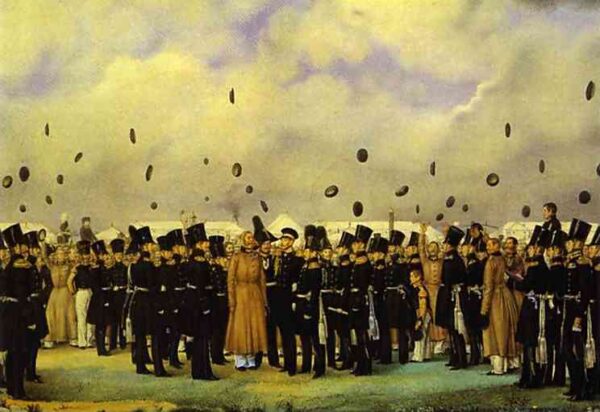 Grand Duke Mikhail Pavlovich Visiting The CampOf The Finland Regiment Of Imperial Guards On July 8, 1837 by Pavel Fedotov, hand-painted oil painting reproduction