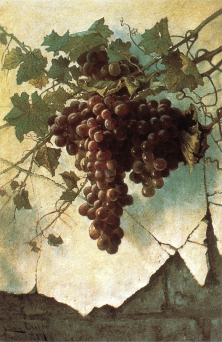 Grapes against a Mission Wall by Edwin Deakin, hand-painted oil reproduction