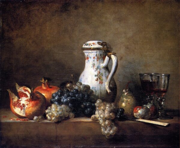 Grapes and Pomegranatest by Jean-Baptiste-Siméon Chardin, hand-painted oil painting reproduction