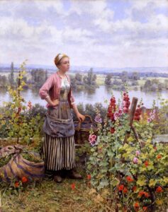 Maria on the Terrace with a Bundle of Grass by Daniel Ridgway Knight, hand-painted oil painting reproduction