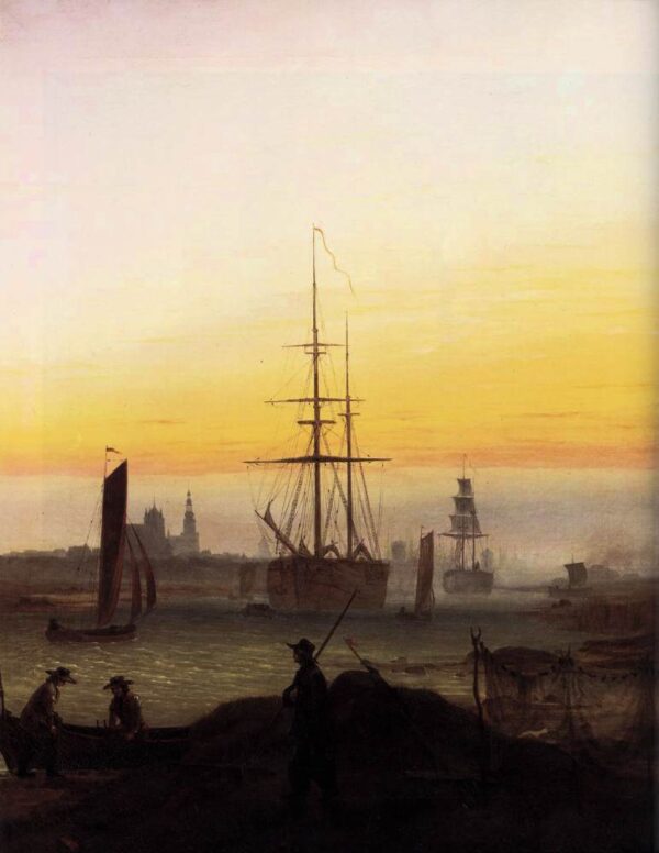 Greifwald Harbour by Caspar David Friedrich, hand-painted oil painting reproduction