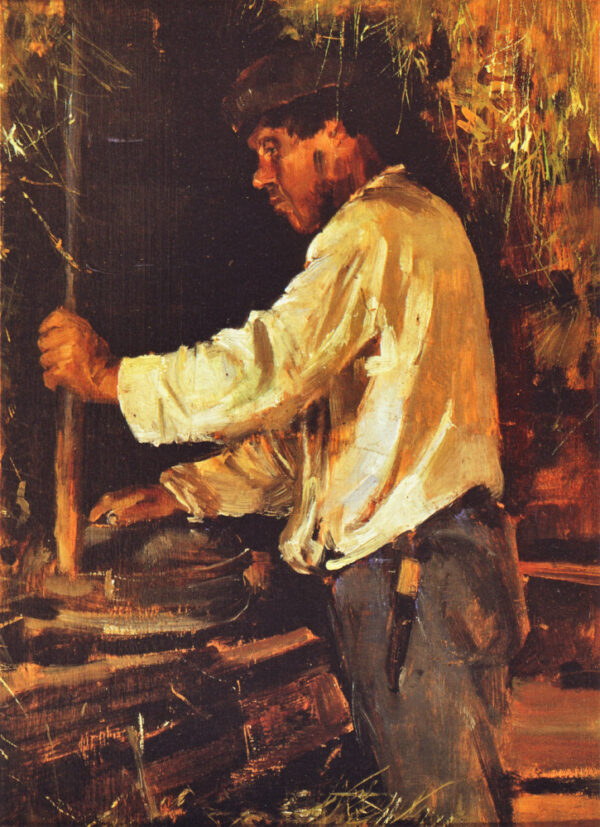 Grinding with a Quern by Akseli Gallen-Kallela, hand-painted oil painting reproduction
