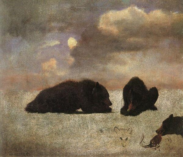 Grizzly Bears by Albert Bierstadt, hand-painted oil painting reproduction