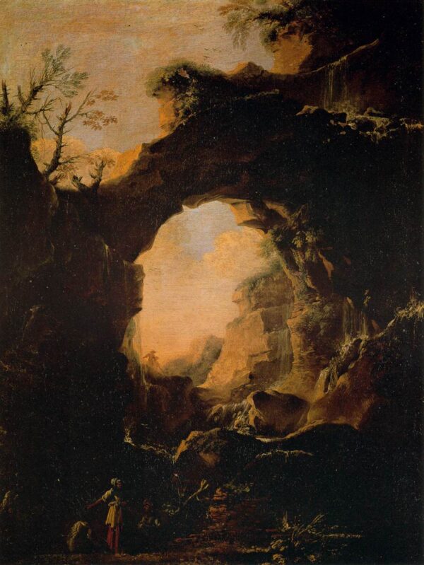 Grotto with Cascades by Salvator Rosa, hand-painted oil painting reproduction