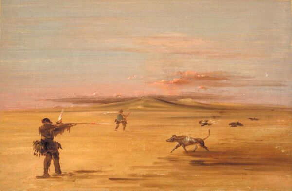 Grouse Shooting on the Missouri Prairies by George Catlin, hand-painted oil reproduction