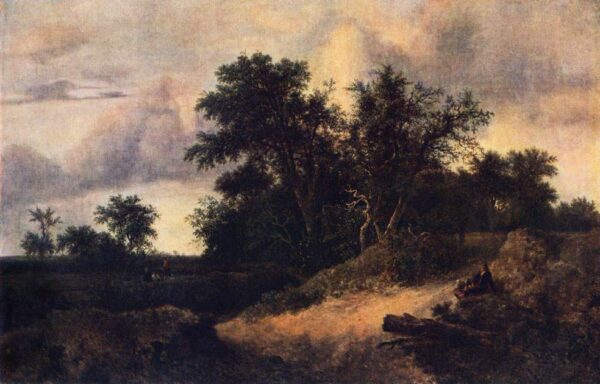 Landscape with a House in the Grove by Jacob Isaackszoon van Ruisdael, hand-painted oil painting reproduction
