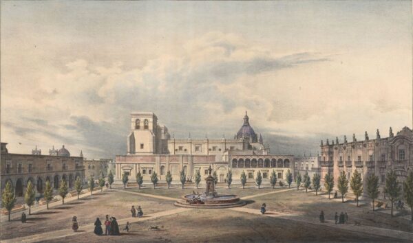 View of the main square of Guadalajara by Carl Nebel, hand-painted oil painting reproduction