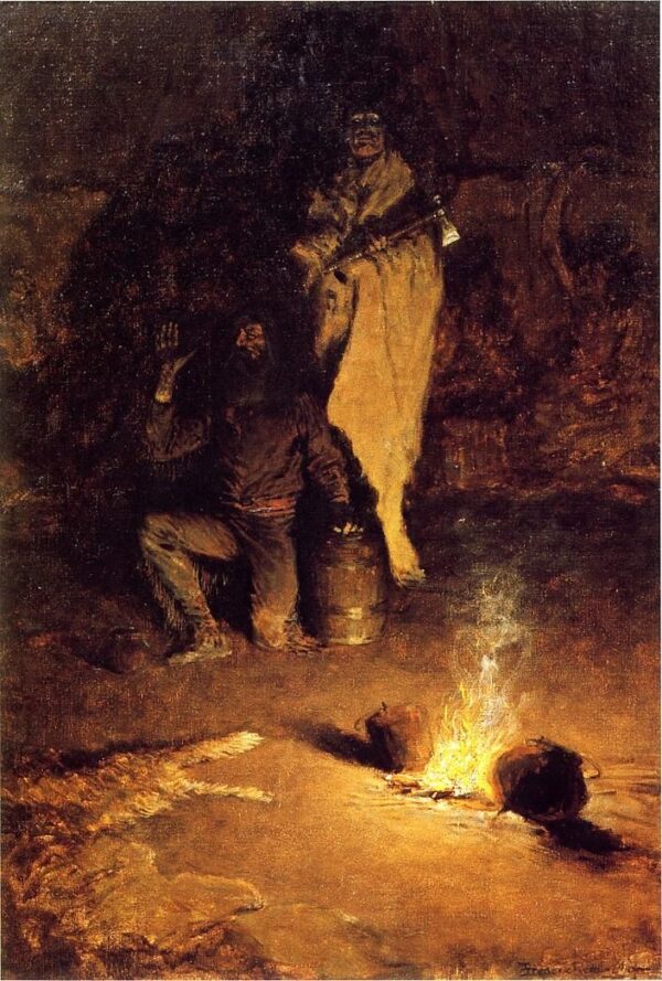 Guard of the Whiskey Trader by Frederic Remington, hand-painted oil painting reproduction
