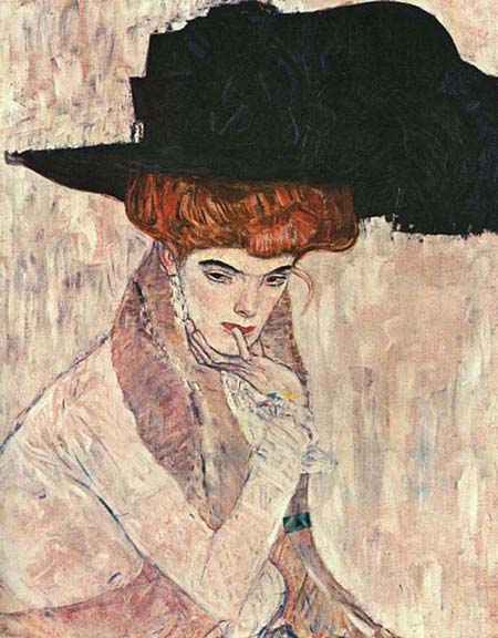 Lady with a feather hat by Gustav Klimt, hand-painted oil reproduction
