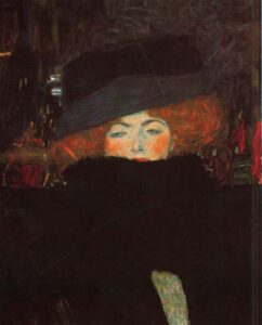 Lady with Hat and Feather Boa by Gustav Klimt, hand-painted oil painting reproduction