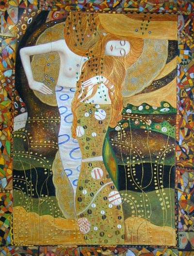 Water Serpents I by Gustav Klimt, hand-painted oil reproduction