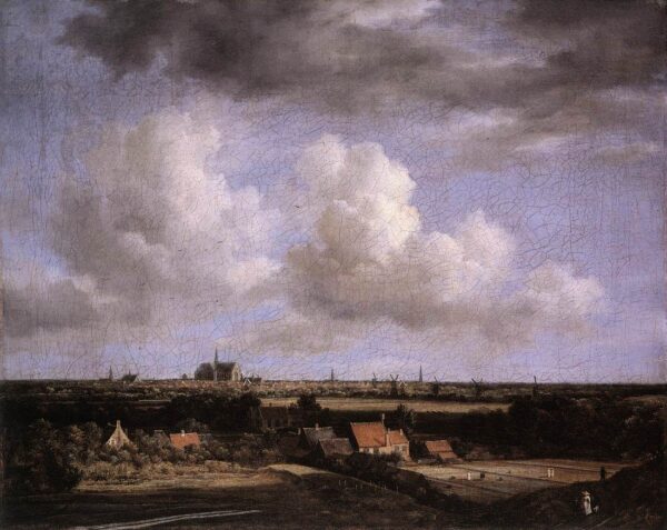 Landscape with a View of Haarlem by Jacob Isaackszoon van Ruisdael, hand-painted oil painting reproduction