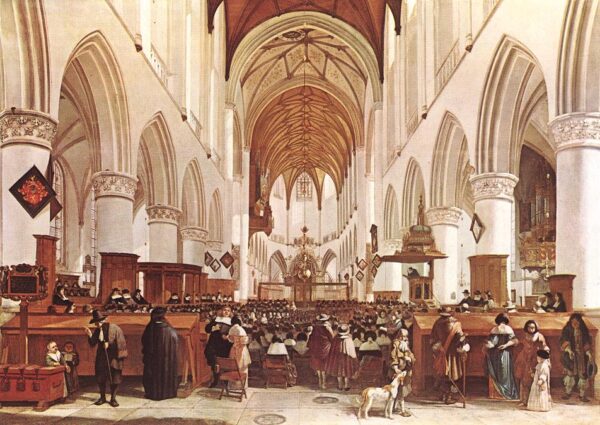 The Interior of the Grote Kerk (St Bavo) at Haarlem by Gerrit Berckheyde, hand-painted oil painting reproduction