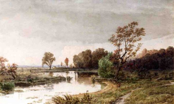 Hackensack Meadows in the Autumn by Jasper Francis Cropsey, hand-painted oil painting reproduction