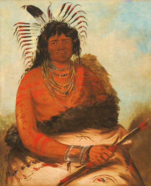 Hah nee, The Beaver, a Warrior by George Catlin, hand-painted oil painting reproduction