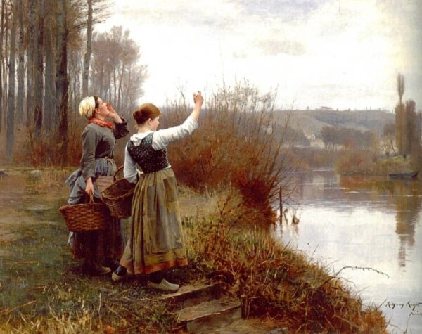 Hailing the Ferry by Daniel Ridgway Knight, hand-painted oil painting reproduction