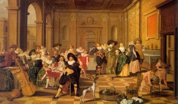 Banquet Scene in a Renaissance Hall by Dirck Hals, hand-painted oil painting reproduction