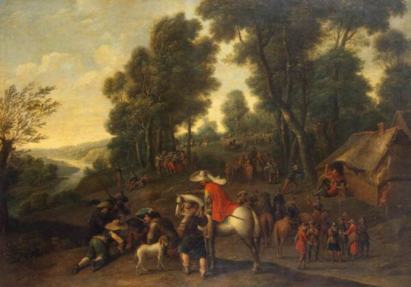 Halt of Horsemen in a Forest by Pieter Snayers, hand-painted oil painting reproduction