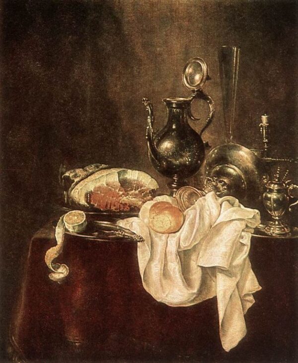 Ham and Silverware by Willem Claesz Heda, hand-painted oil painting reproduction