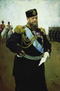 Portrait of Alexander III with a Report in Hand by Valentin Alexandrovich Serov, hand-painted oil painting reproduction