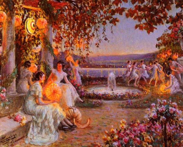 Hanging The Lanterns by Delphin Enjolras, hand-painted oil painting reproduction