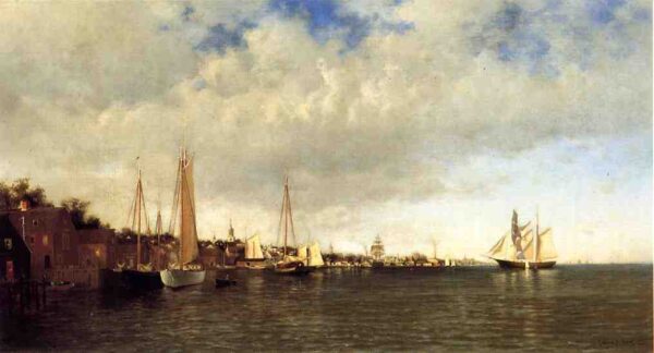 An Old Town by the Sea, Gloucester Harbor by Francis Silva, hand-painted oil painting reproduction