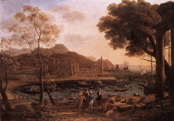 Harbour Scene with Grieving Heliades by Claude Lorrain, hand-painted oil painting reproduction