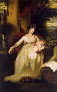 Lady Caroline Capel Holding Her Daughter Harriet by John Hoppner, hand-painted oil painting reproduction