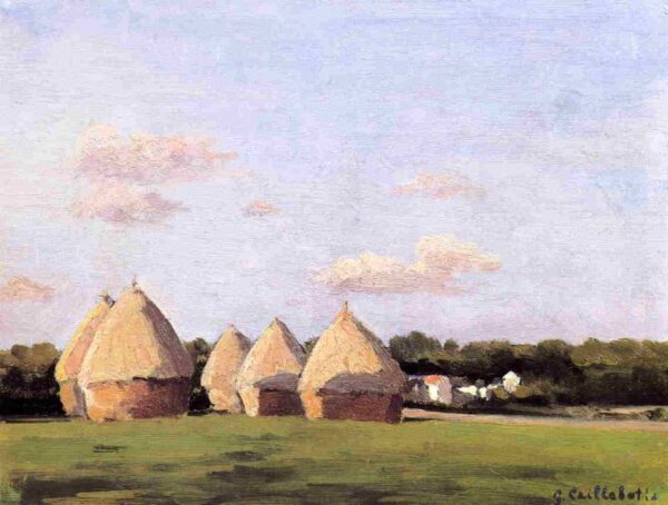 Harvest, Landscape with Five Haystacks by Gustave Caillebotte, hand-painted oil painting reproduction