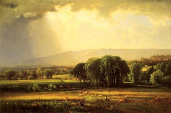 Harvest Scene in the Delaware Valley by George Inness, hand-painted oil painting reproduction