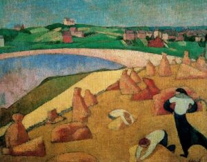 Harvest at the edge of the sea by Émile Bernard, hand-painted oil painting reproduction