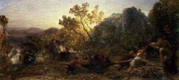 Harvest in the Vineyard by Samuel Palmer, hand-painted oil painting reproduction