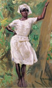 Sketch of Young Black Woman in White Dress and Hat by Gari Melchers, hand-painted oil painting reproduction