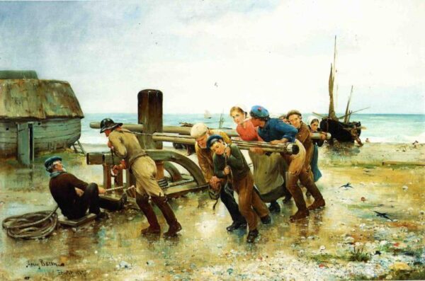 Hauling a Ship by Henry Bacon, hand-painted oil painting reproduction
