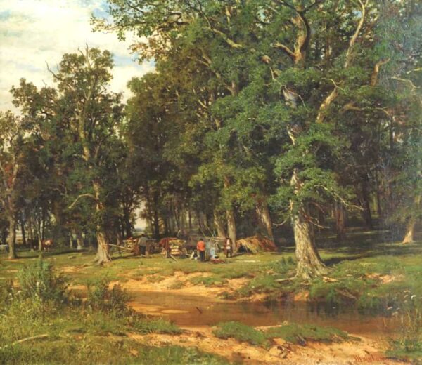 Haymaking in Oak Grove by Ivan Shishkin, hand-painted oil painting reproduction