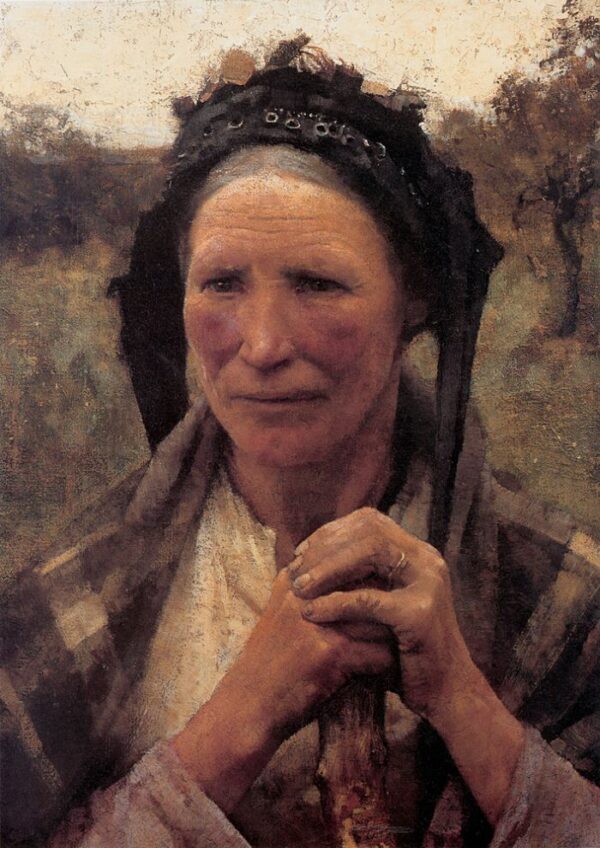 Head of a Peasant Woman by George Clausen, hand-painted oil painting reproduction