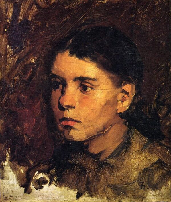Head of a Young Girl by Frank Duveneck, hand-painted oil painting reproduction